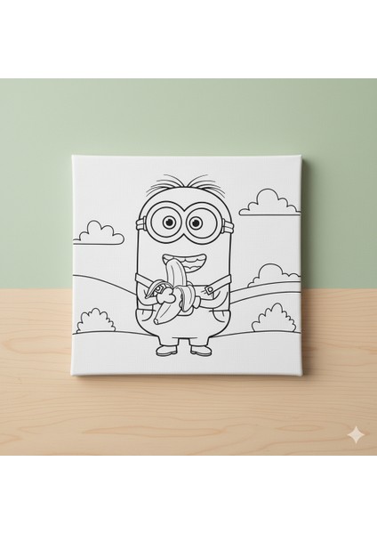 Çocuklar Için Muz Yiyen Minion Eğlenceli Eğitici Tuval Boyama Seti fiyatları
