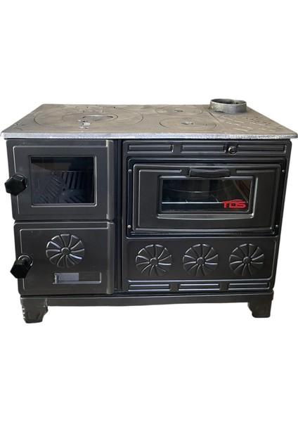 Tds Fırınlı Kuzine Soba Döküm Yanma Hazneli Mat Siyah