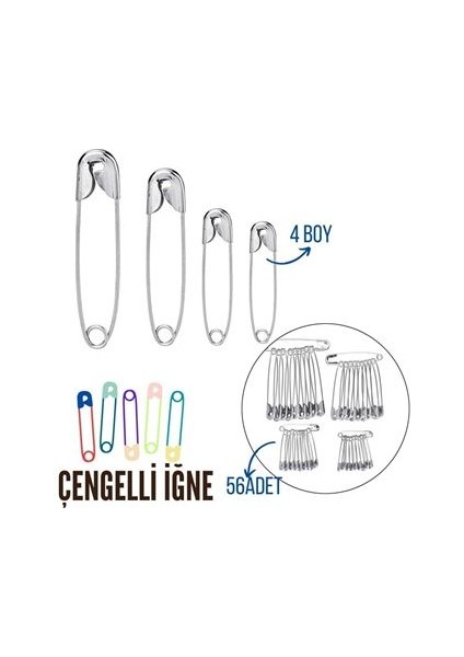 Çengelli Iğne 4 Boy 56 Adet