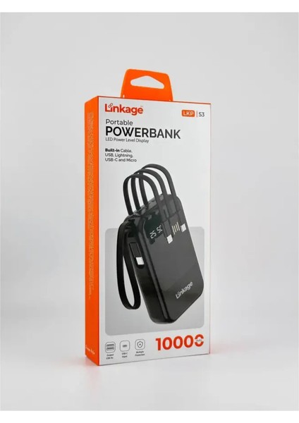 Lkp-53 LCD Ekranlı 10.000MAH - Usb-C , Mikro , Lightning Taşınabilir Powerbank