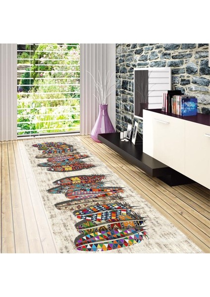 Bej Tüy Desenli Uzun Koridor ve Antre Halısı, Şık ve Konforlu Yolluk