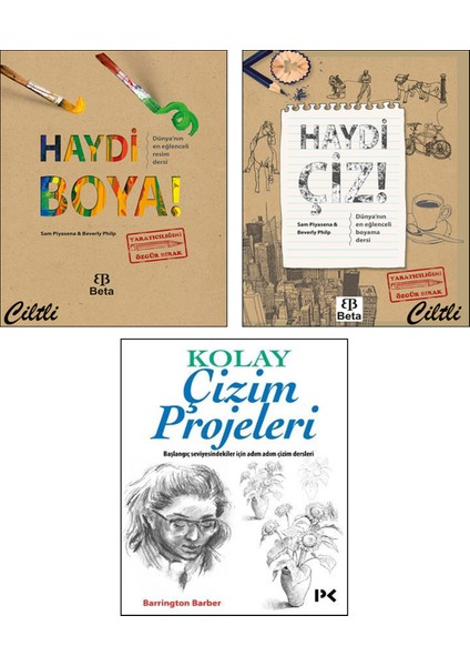 Haydi Boya + Haydi Çiz + Kolay Çizim Projeleri / 3 Kitap Set