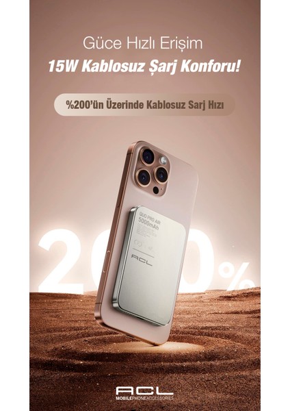 PW-114 15W Magsafe Uyumlu Kablosuz Manyetik Powerbank | 5000MAH Hızlı Şarj | LED Göstergeli Taşı modelleri