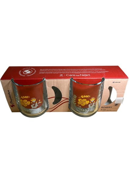 Rosery Kulplu Bardak 2li (Çiçek Desenli) 330 cc