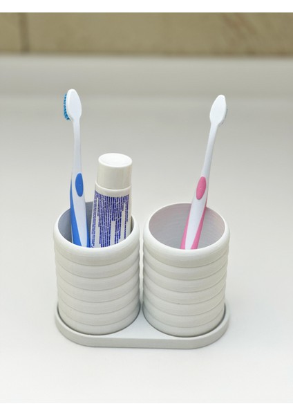 Modern Banyo Düzenleyici V2 - Diş Fırçalık Seti - Ikili Set - Beyaz - 10CM fiyatları