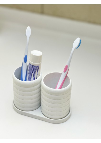 Modern Banyo Düzenleyici V2 - Diş Fırçalık Seti - Ikili Set - Beyaz - 10CM modelleri