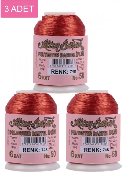 3 Adet Altınbaşak Oya ve Dantel Ipi 20 gr - Royaleks - No: 748