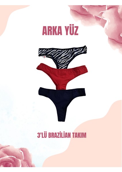 3’lü Brazilian Takım – Siyah ve Kırmızı Tonlarıyla Cesur ve Zarif Şıklığı Kumaş % 92 Pamuk % 8 Elastan Uzun Ömürlü Organik fiyatları