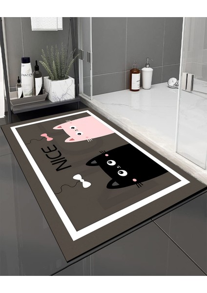 Çok Renkli Hayvan Desenli Su Emici Banyo Paspası Klozet Önü Halısı