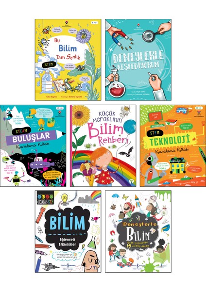 Bu Bilim Tam Senlik + Deneylerle Keşfediyorum + Buluşlar Karalama Kitabı + Teknoloji Karalama Kitabı + Küçük Meraklının Bilim Rehberi + Bilim Eğlenceli Etkinlikler + Deneylerle Bilim / 7'lu Set