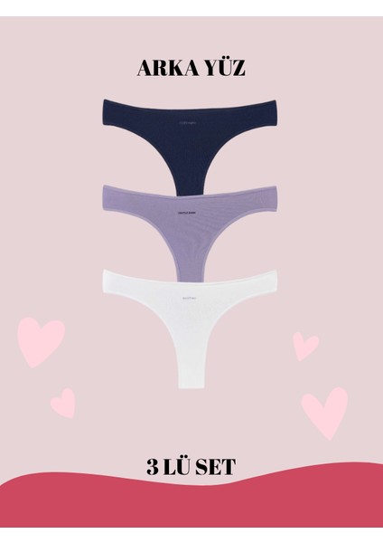 Brazilian Takım Lacivert, Lila ve Beyaz 3'lü Set % 92 Pamuk % 8 Elastan Zarafet ve Konfor Organik Özel Seri Vücuda Tam Oturan Rahat Kalıp fiyatları