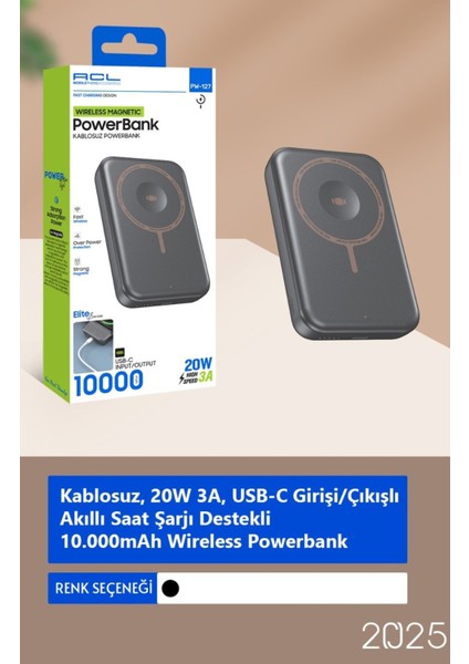 PW-127 Kablosuz 20W 3A, Akıllı Saat Şarjı Destekli 10.000MAH Wireless Powerbank fiyatları