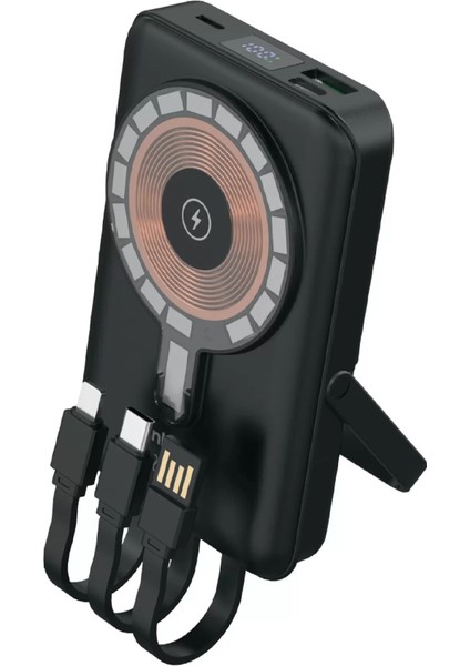 Lkp-54 - 10.000MAH Usb-A Usb-C Mikro Lightning Kablolu LED Göstergeli Powerbank