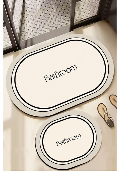 Bej 2'li Banyo Paspas Seti, Kaydırmaz, Şık ve Konforlu