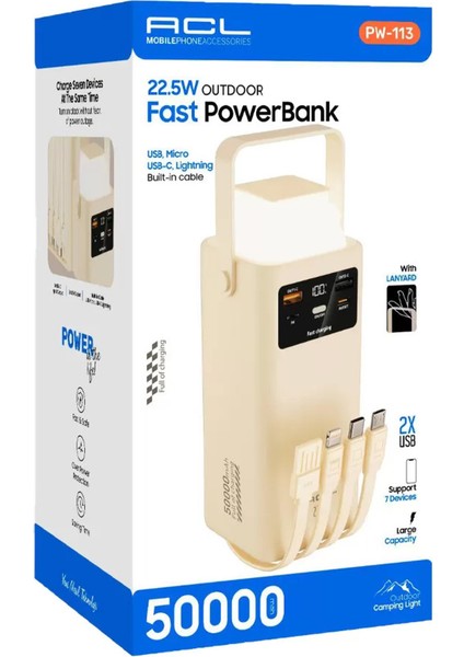 PW_113 50000 Mah 4lü Kablolu Powerbank | Fenerli fiyatları
