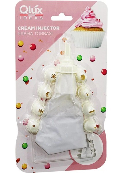 Qlux L-00172 Avantage 10PCS Krema Torbası - Süsleme Başlık Seti 1-Beyaz Torba - 9-Krem Beyazı Plastik Başlık (4887)