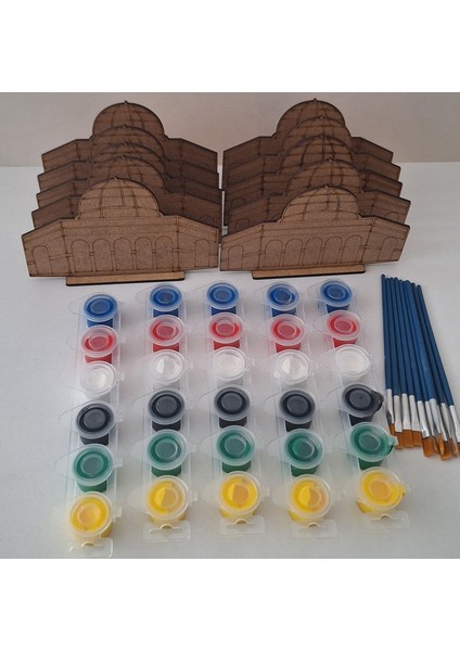 10 Mescidi Aksa Cami Maket Ahşap Boyama Dini Aktivite Okul Kurs Etkinlik 5 Boya 10 Fırça Hobi Seti indirimleri