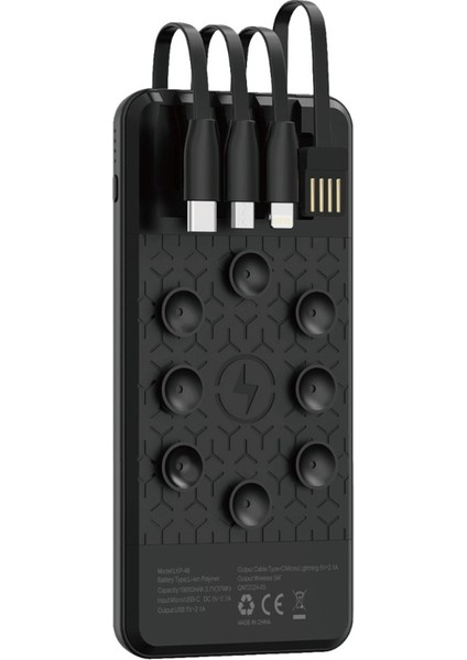 Lkp-49 10.000MAH , 5W , Mikro , Lightning Kablolu , LCD Göstergeli Kablosuz Şarjlı Powerbank