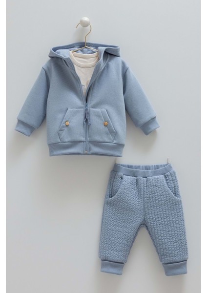 Anımals World Kanguru Cepli Sırt Nakışlı Kapüşonlu Üçlü Üçlü Alt Üst Takım - Caramell - TKE2097 - Indigo - 12 - 18 Ay - TKE2097-İNDIGO-12 - 18 Ay Indigo