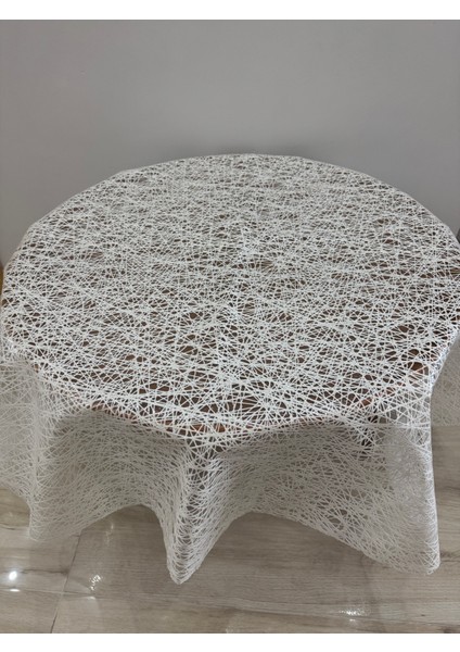 Şeffaf Desenli Yuvarlak Masaörtüsü 137CMÇAPINDA Kremhasır
