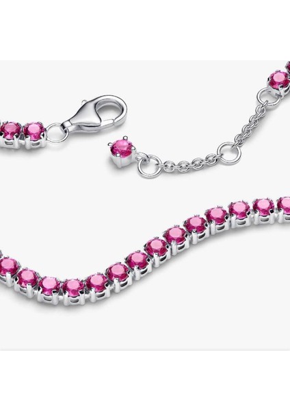 Gümüş Işıltılı Pembe Tenis Bilekliği modelleri