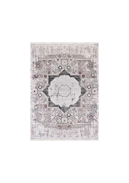 Bonn Klasik Göbekli Gri Viskon ve Akrilik Makine Halısı