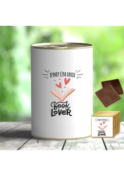 Kişiye Özel Book Lover Tasarımlı Hediye Çikolata Konservesi - MK04