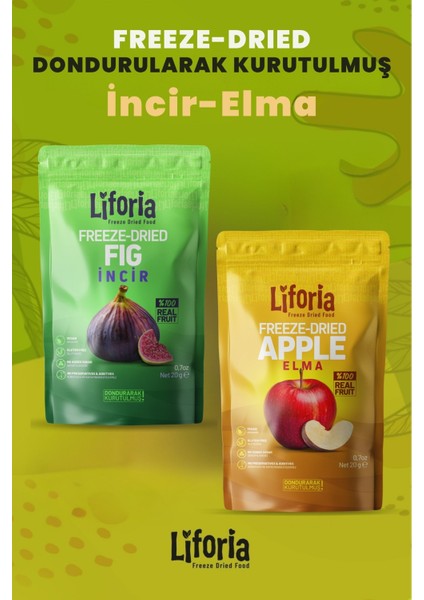 2’li Dondurularak Kurutulmuş Kuru Meyve - Sağlıklı Atıştırmalık - Incir ve Elma Kurusu Freeze Dried