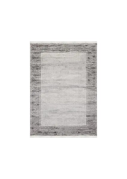 Fiume Çerçeveli Gri Polyester Kaydırmaz Taban Makine Halısı