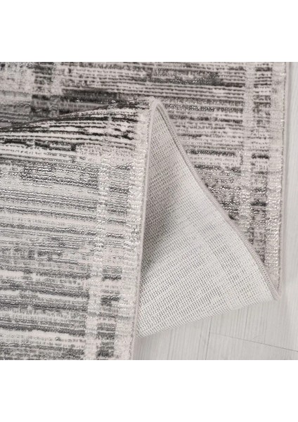 Fiume Çerçeveli Gri Polyester Kaydırmaz Taban Makine Halısı modelleri