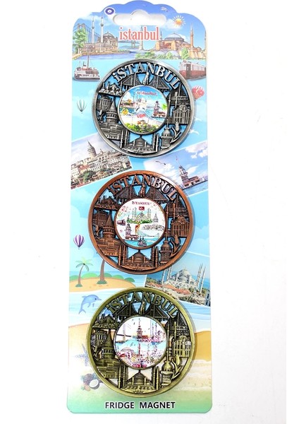Istanbul Temalı Metal Magnet 3'lü Set ALK2890 ( Lisinya )
