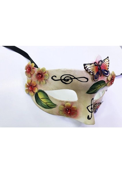 Kelebek ve Çiçek Işlemeli Venedik Maskesi Kırmızı Renk 10X18 cm modelleri