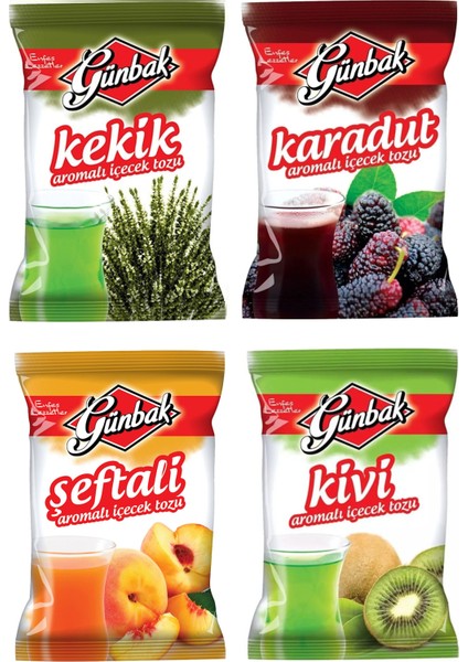 Aromalı Içecek Tozu 250 gr x 4 Adet (Şeftali - Kivi - Karadut - Kekik)