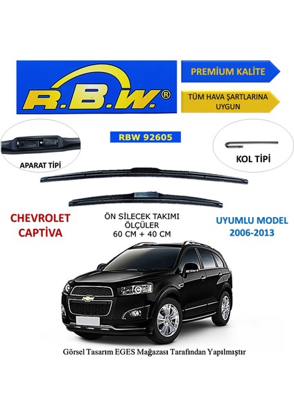 Chevrolet Captiva (2006-2013) Ön Silecek Süpürgesi 600MM + 400MM
