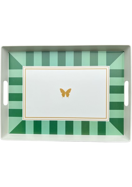 Çay Kahve Sunum Tepsisi, Çizgili Desen, Renkli, 1 Adet, 375X275 mm modelleri