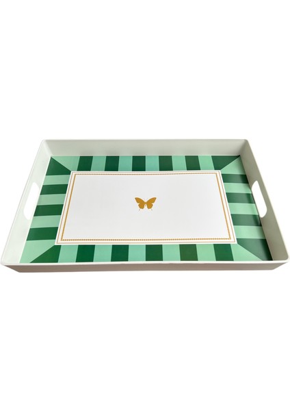 Çay Kahve Sunum Tepsisi, Çizgili Desen, Renkli, 1 Adet, 375X275 mm indirimleri
