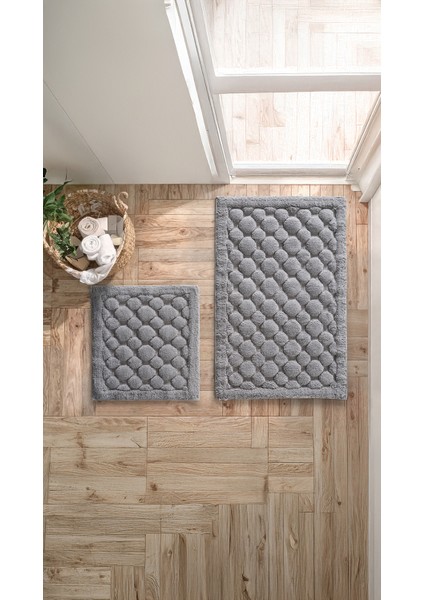 Gri Renkli Banyo Paspas Seti, Yumuşak ve Şık Tasarım