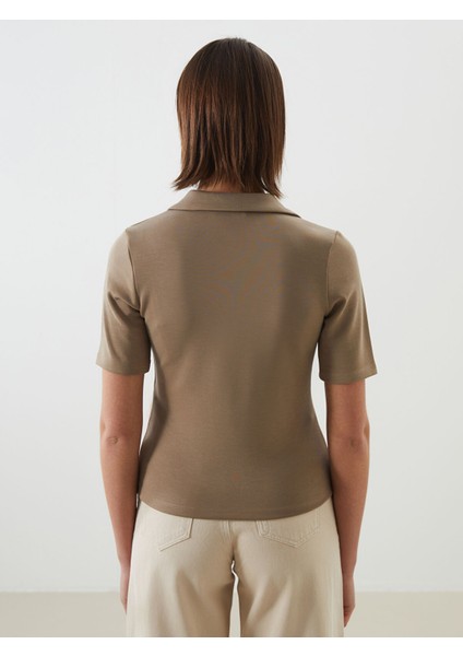 Yeni Sezon Polo Yaka Modal Karışımlı Kadın Tişört fırsatları