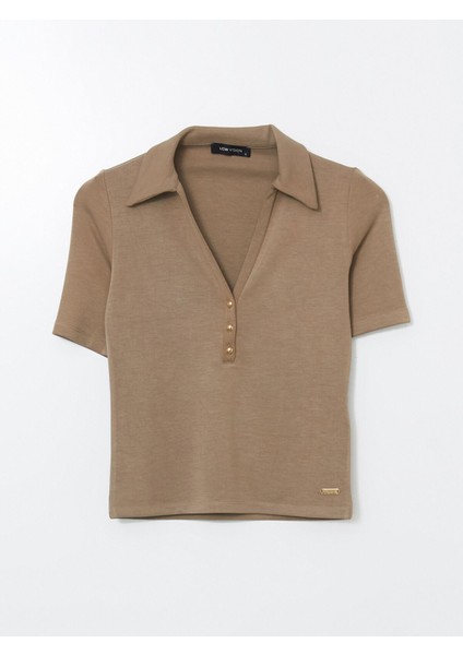 Yeni Sezon Polo Yaka Modal Karışımlı Kadın Tişört indirimleri