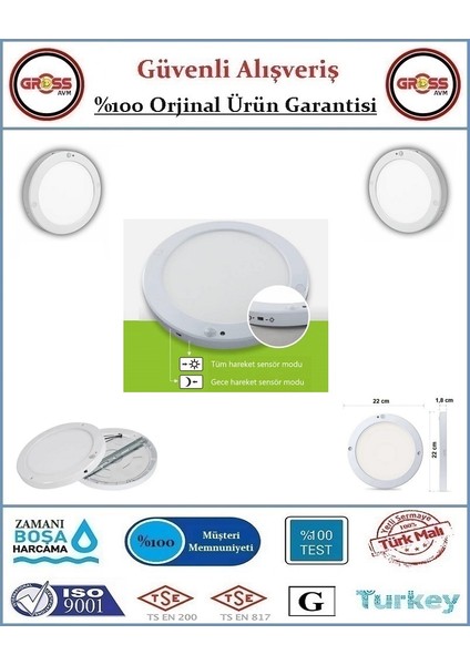 Sensörlü LED Tavan Armatürü - 20 Watt - Orjinal Ürün fiyatları