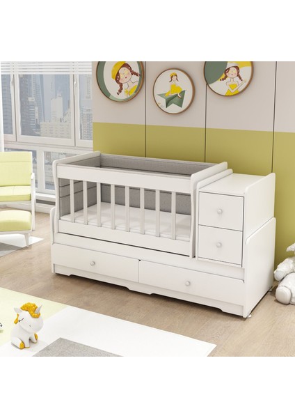 Miniboo Bebek Odası Takımı 4 Çekmeceli Büyüyen Anneyanı Sallanır Beşik ve Beşik Üç Kapaklı Dolap fiyatları