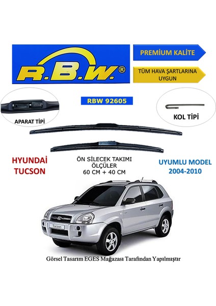 Hyundai Tucson (2004-2010) Ön Silecek Süpürgesi 600MM + 400MM