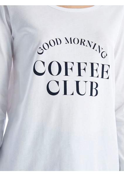 Yeni Sezon Bisiklet Yaka Baskılı Kadın Pijama Takımı modelleri