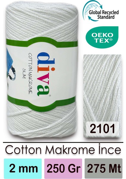 Diva Cotton Makrome Ince 2101 Beyaz