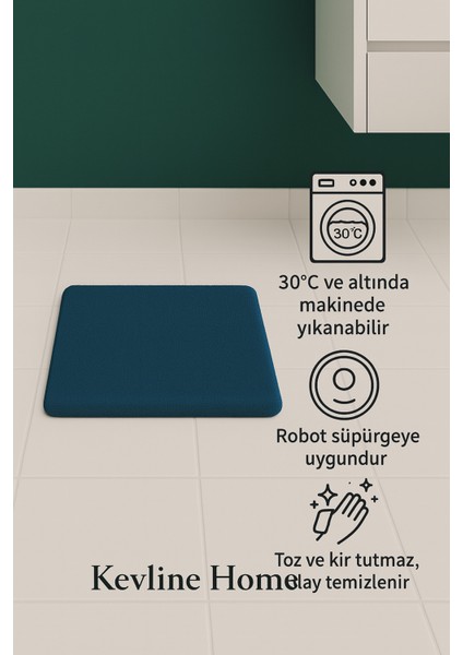Lacivert Modern Dekoratif Kaymaz Taban Banyo Paspası ve Klozet Takımı 50X80-40X50 cm indirimleri