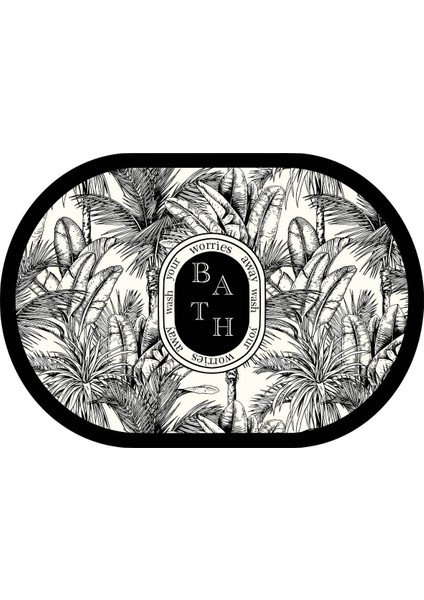 Yıkanabilir Siyah Beyaz Botanik Banyo Paspası Çiftliği modelleri