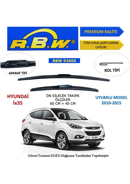 Hyundai İX35 (2010-2015) Ön Silecek Süpürgesi 600MM + 400MM