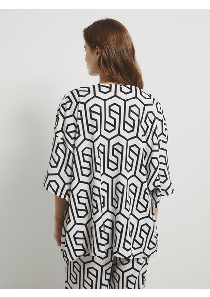 Yeni Sezon Şal Yaka Desenli Kadın Kimono fırsatları