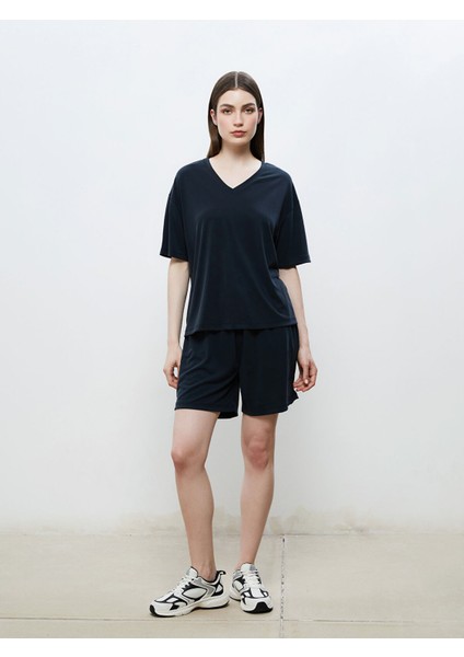 Yeni Sezon V Yaka Modal Karışımlı Kadın Tişört fiyatları
