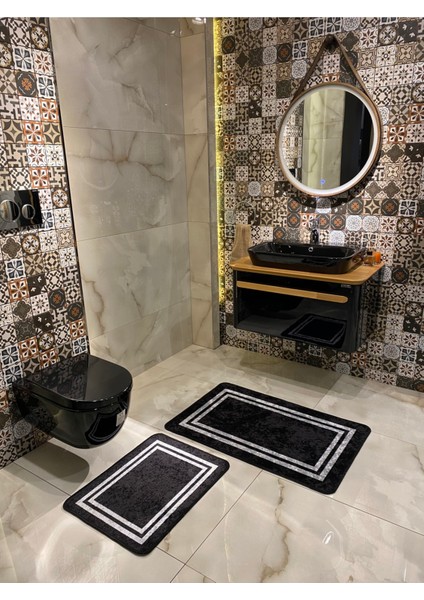 Çiftli Lateks Taban Banyo Paspas Takımı, Şık ve Dayanıklı, 60X100 ve 60X50 Ölçü